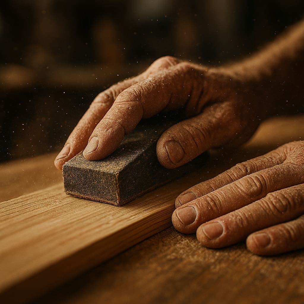 Artisan sanding wood